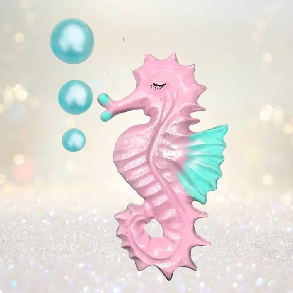 Spiny Seahorse + Bubbles RETRO Chalkware Set